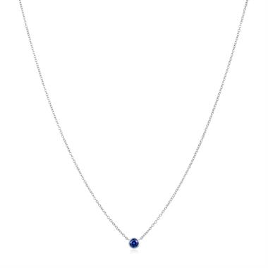 18ct White Gold Sapphire Solitaire Necklace thumbnail