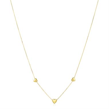 18ct Yellow Gold Three Heart Necklace thumbnail