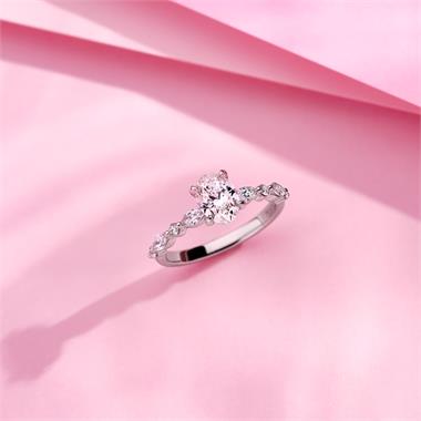 Platinum Oval Diamond Engagement Ring 1.00ct thumbnail