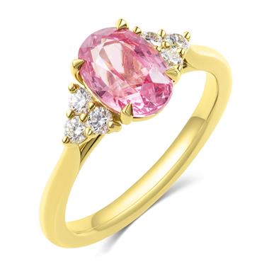 18ct Yellow Gold Pink Spinel and Diamond Ring thumbnail
