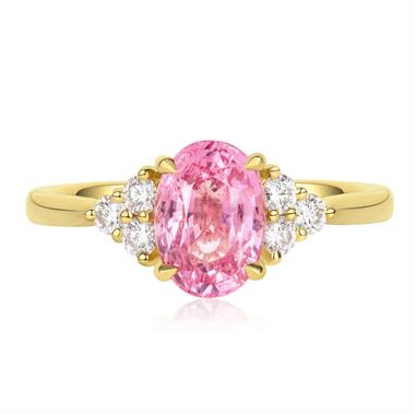 18ct Yellow Gold Pink Spinel and Diamond Ring thumbnail