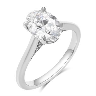 Platinum Oval Diamond Solitaire Engagement Ring 2.01ct thumbnail