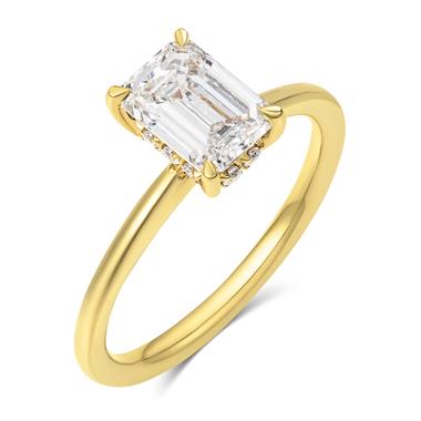 18ct Yellow Gold Lab Grown Emerald-Cut Diamond Engagement Ring 1.50ct thumbnail