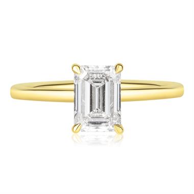 18ct Yellow Gold Lab Grown Emerald-Cut Diamond Engagement Ring 1.50ct thumbnail