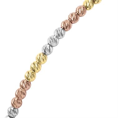 18ct Three Colour Gold Faceted Bead Detail Adjustable Bracelet thumbnail