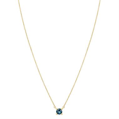 18ct Yellow Gold Teal Sapphire Necklace thumbnail