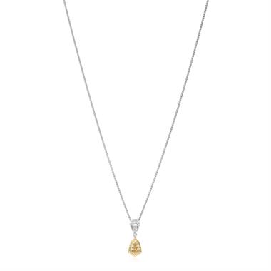 Platinum and 18ct Yellow Gold Champagne Diamond Drop Necklace thumbnail
