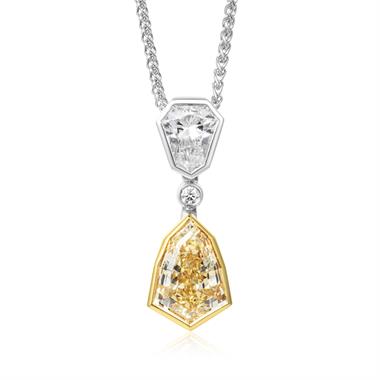 Platinum and 18ct Yellow Gold Champagne Diamond Drop Necklace thumbnail