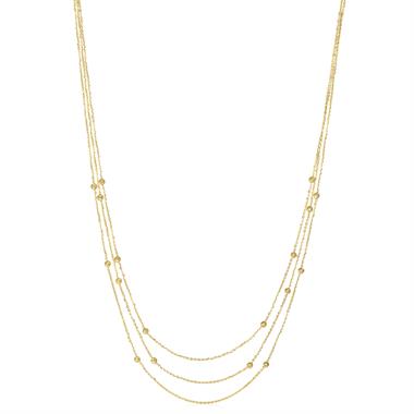18ct Yellow Gold Faceted Bead Detail Station Necklace thumbnail