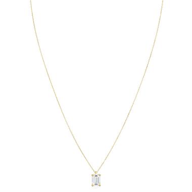 18ct Yellow Gold Emerald Cut Diamond Solitaire Necklace 1.00ct thumbnail