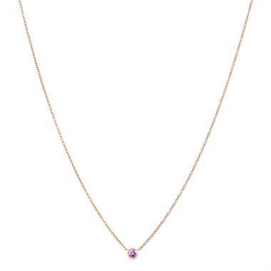 18ct Rose Gold Pink Sapphire Solitaire Necklace thumbnail