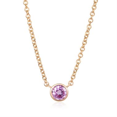 18ct Rose Gold Pink Sapphire Solitaire Necklace thumbnail