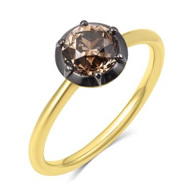 18ct Yellow Gold Old Cut Cognac Diamond Engagement Ring 1.22ct thumbnail