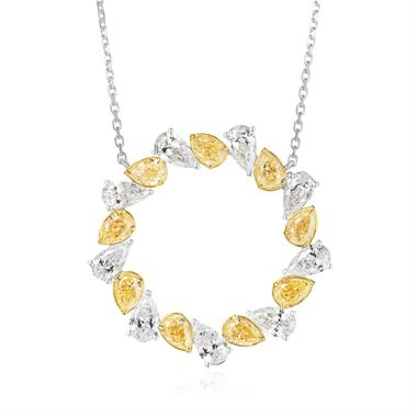 Aurora White Gold Yellow Diamond Circle Necklace thumbnail