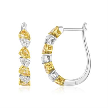 Aurora White Gold Yellow Diamond Hoop Earrings thumbnail