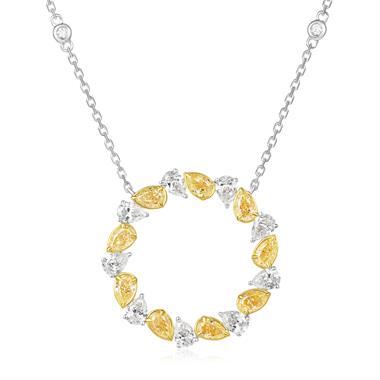 Aurora White Gold Yellow Diamond Circle Necklace thumbnail