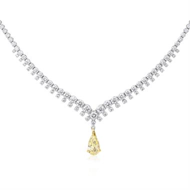 18ct Yellow Gold Yellow Pear Diamond Solitaire Pendant 1.57ct thumbnail