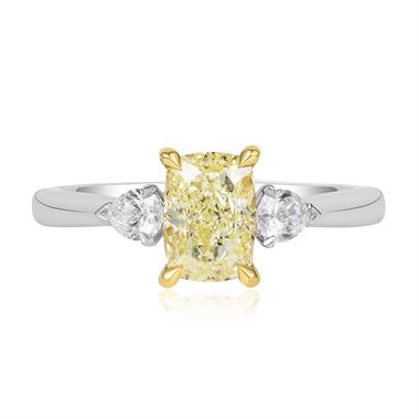 Platinum Yellow Cushion Diamond Engagement Ring 1.50ct thumbnail