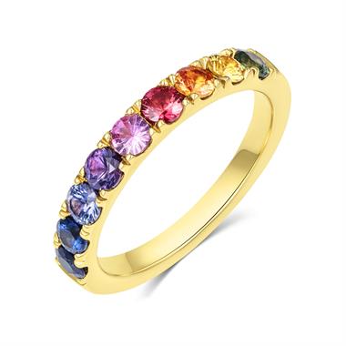 Samba 18ct Yellow Gold Rainbow Sapphire Half Eternity Ring thumbnail