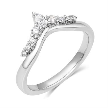 Platinum Diamond Set Shaped Wedding Ring 0.25ct thumbnail
