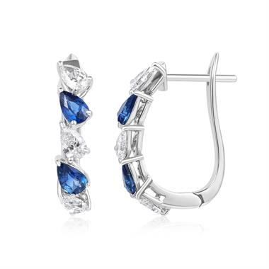 Aurora White Gold Sapphire and Diamond Half Hoop Earrings thumbnail