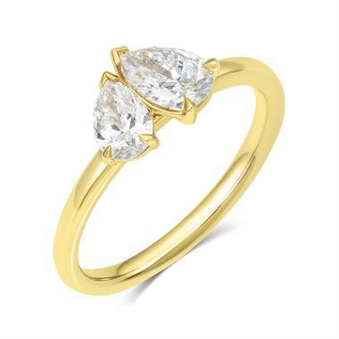 18ct Yellow Gold Pear Shape Diamond Toi et Moi Engagement Ring thumbnail