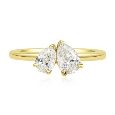18ct Yellow Gold Pear Shape Diamond Toi et Moi Engagement Ring thumbnail