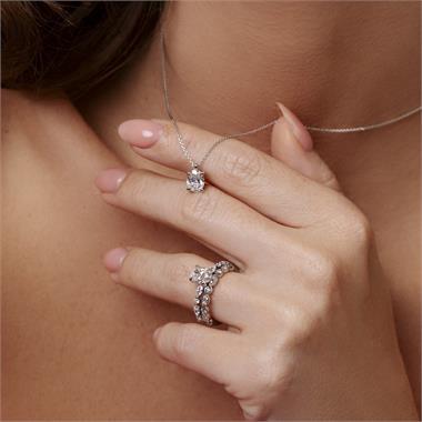 18ct White Gold Oval Diamond Solitaire Necklace 1.00ct thumbnail