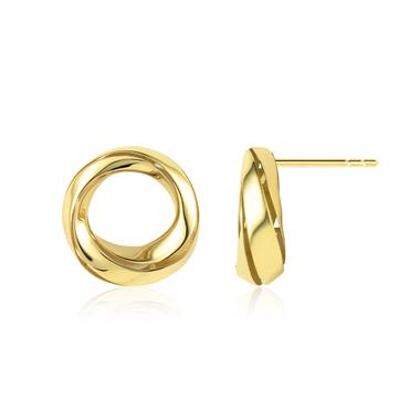 Aira 18ct Yellow Gold Twisted Circle Stud Earrings thumbnail