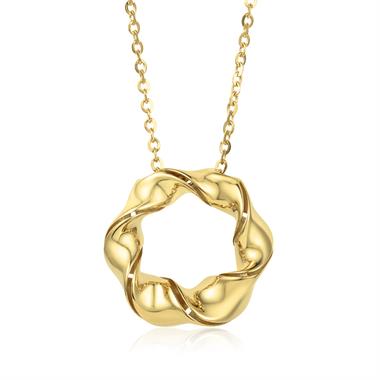 Aira 18ct Yellow Gold Twisted Circle Necklace thumbnail