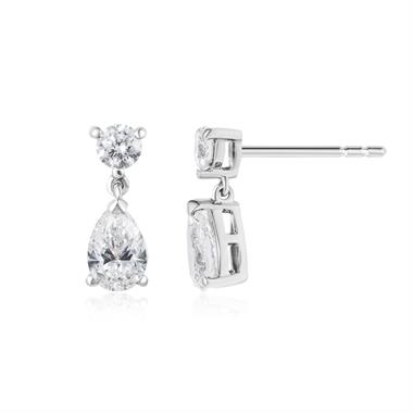 Platinum Pear Diamond Drop Earrings 1.56ct thumbnail 