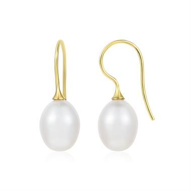 18ct Yellow Gold Freshwater Pearl Drop Earrings thumbnail 
