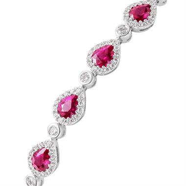 18ct White Gold Pear Ruby and Diamond Bracelet thumbnail