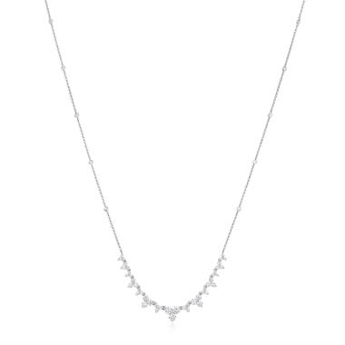 18ct White Gold Diamond Trefoil Design Necklace thumbnail