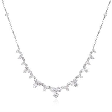 18ct White Gold Diamond Trefoil Design Necklace thumbnail 