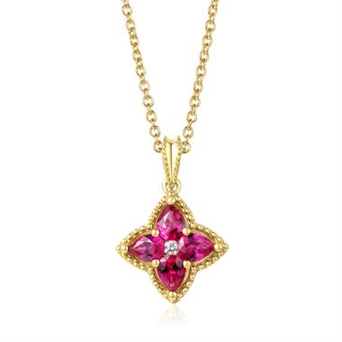 Fleur 18ct Yellow Gold Ruby Pendant thumbnail