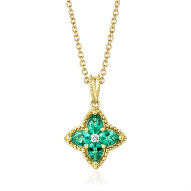Fleur 18ct Yellow Gold Emerald Pendant thumbnail