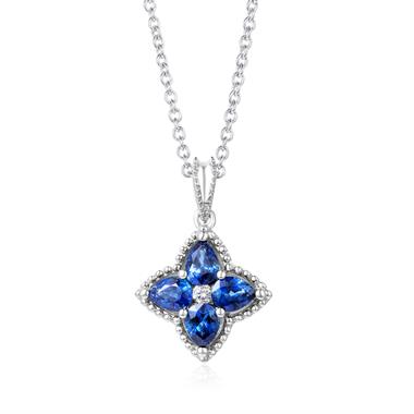 Fleur 18ct White Gold Sapphire Pendant thumbnail