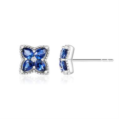 Fleur 18ct White Gold Sapphire Earrings thumbnail