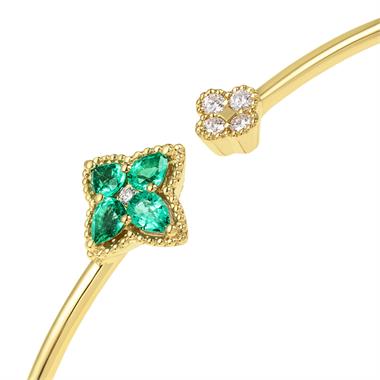 Fleur 18ct Yellow Gold Emerald Bangle thumbnail