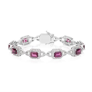 18ct White Gold Rhodolite Garnet and Diamond Bracelet thumbnail