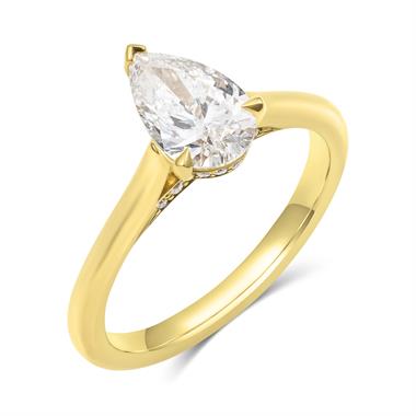18ct Yellow Gold Pear Diamond Solitaire Engagement Ring 1.21ct thumbnail 