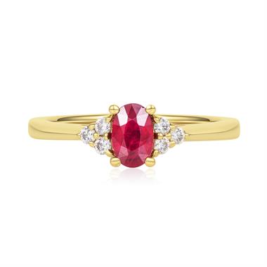 18ct Yellow Gold Oval Ruby and Diamond Ring thumbnail