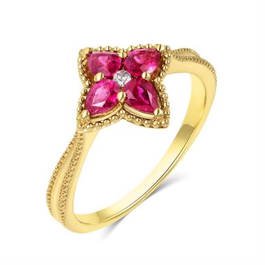 Fleur 18ct Yellow Gold Ruby Ring thumbnail