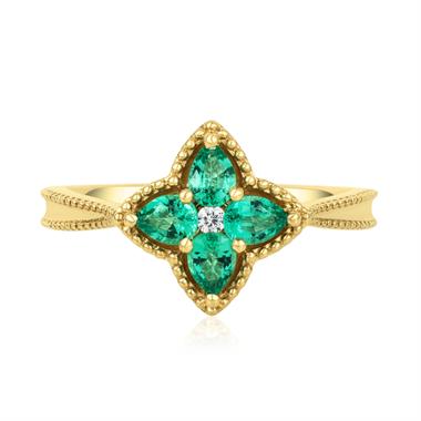 Fleur 18ct Yellow Gold Emerald Ring thumbnail