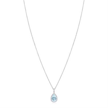 Camellia 18ct White Gold Aquamarine and Diamond Teardrop Pendant
 thumbnail