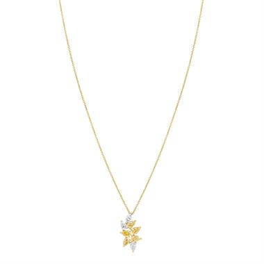Aurora White Gold Yellow Diamond Cluster Necklace thumbnail