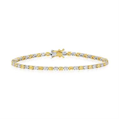 18ct Gold Yellow and White Diamond Tennis Bracelet 5.09ct thumbnail 