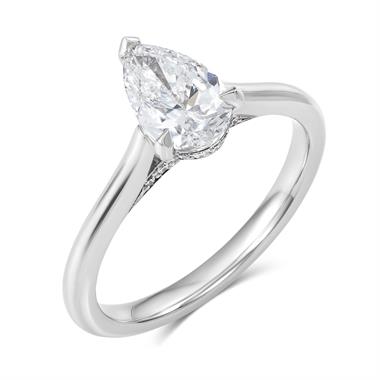 Platinum Pear Diamond Solitaire Engagement Ring 1.21ct thumbnail 