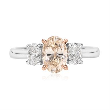 Platinum Oval Diamond Three Stone Engagement Ring 1.53ct thumbnail